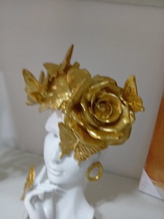 Decorazione viso oro e farfalle cm 40