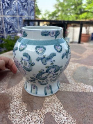 Jarrón Cerámica Azul y Verde