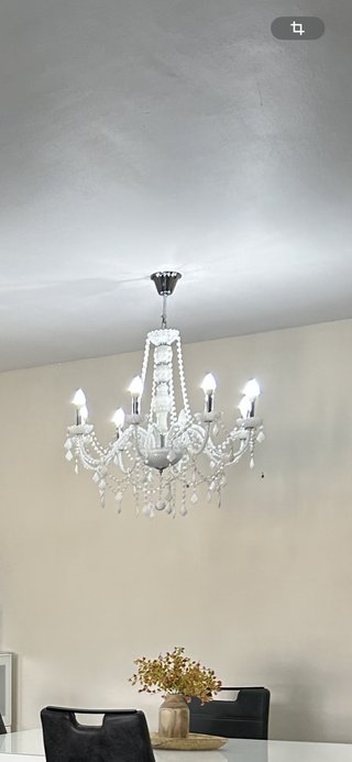 2 Lámparas de cristal y metal blanca