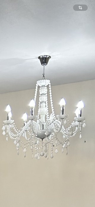 2 Lámparas de cristal y metal blanca