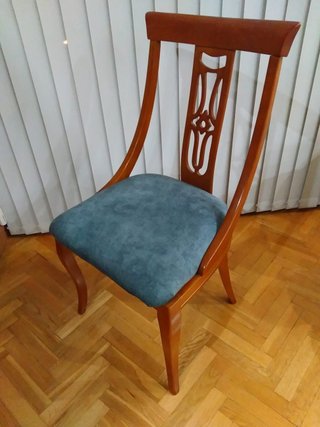 Silla madera maciza terciopelo azul
