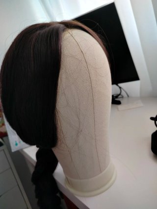 Peluca sintética lace front marrón+soporte peluca