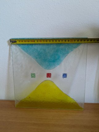 Set 4 lastre vetro Murano 25x25cm anni '90
