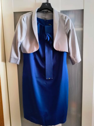 Vestido fiesta azul eléctrico con torera
