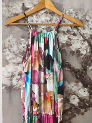 Vestido largo halter multicolor