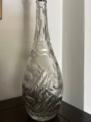 Licorera Antigua Cristal Tallado y Plata