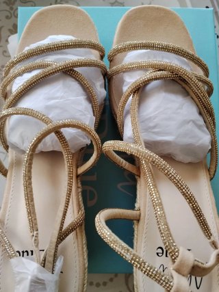 Sandalias joya Alma en Pena Strass Beige/Oro Nueva