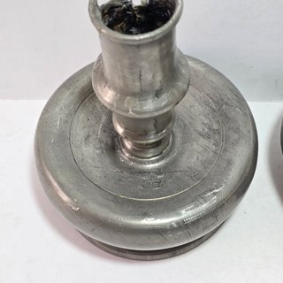 Coppia di Antichi Candelieri in peltro da tavolo