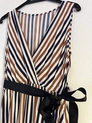 Vestito a righe incrociato con cintura - Taglia S