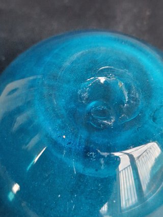 Ciotola vetro blu con bolle.Made in Italy-Murano