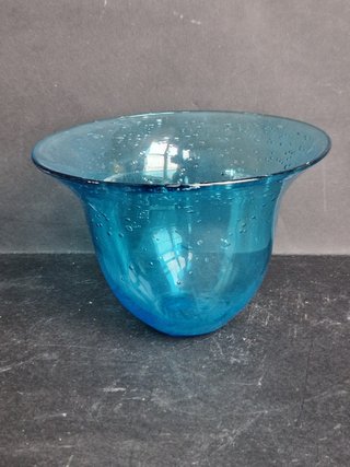 Ciotola vetro blu con bolle.Made in Italy-Murano