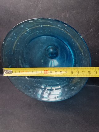 Ciotola vetro blu con bolle.Made in Italy-Murano