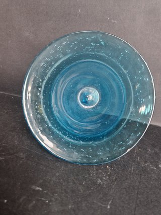 Ciotola vetro blu con bolle.Made in Italy-Murano