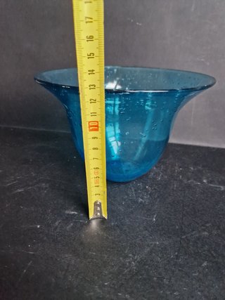 Ciotola vetro blu con bolle.Made in Italy-Murano