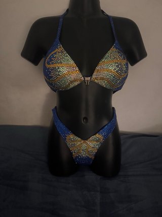 Bikini Competición Figure Azul y Dorado talla 90
