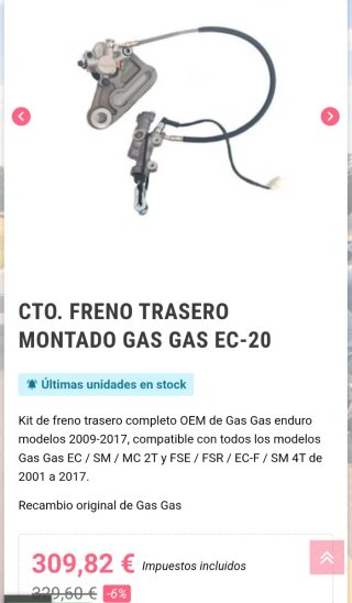 Kit Freno Trasero Gas Gas Enduro Original