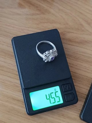 Anillo Vintage Plata Amatista Art Déco