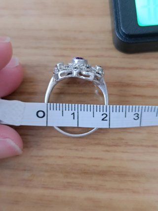 Anillo Vintage Plata Amatista Art Déco