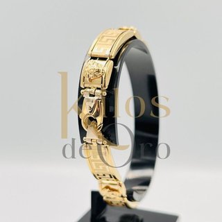 PULSERA TIPO CARTIER MEDUSA Y GRECA. Oro 18K.