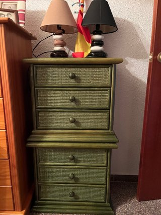 2 Comodini in Vimini Verde