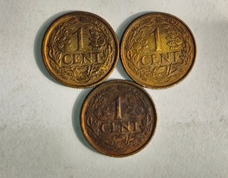 Antille olandesi, 3x1 centesimo 1957/59/63 BB.