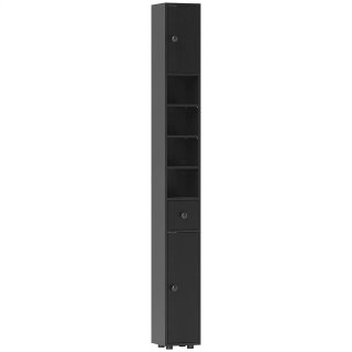 Armario Columna Baño Alto Estrecho Negro