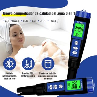 Medidor pH piscina salinidad digital/6 en 1/NUEVO