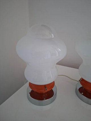 Coppia Lampade Vintage Arancio/Bianco
