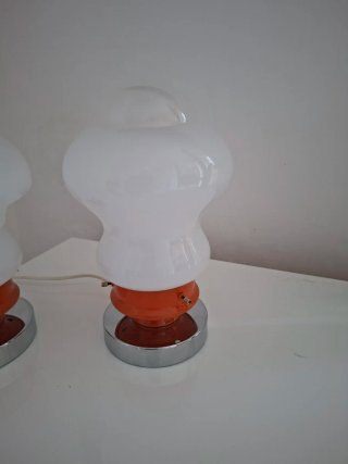 Coppia Lampade Vintage Arancio/Bianco