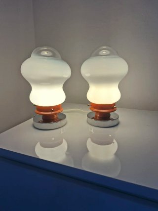 Coppia Lampade Vintage Arancio/Bianco