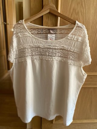 Blusa H&M encaje algodón y elastano Talla XXL