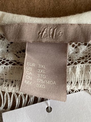 Blusa H&M encaje algodón y elastano Talla XXL