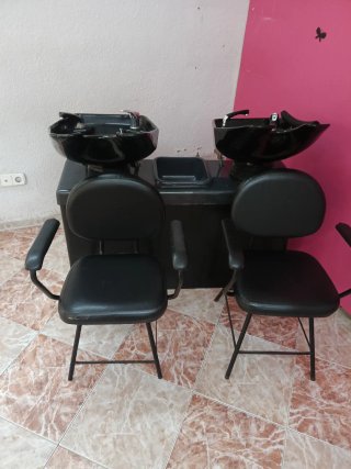 Lavacabezas y silla de peluquería