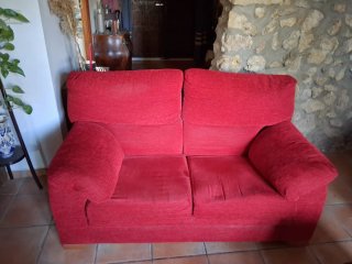 Sofá 2 plazas chenilla rojo