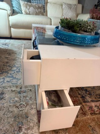 Mesa de centro de cristal y madera
