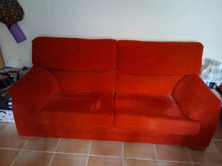 Sofá 3 plazas chenilla rojo
