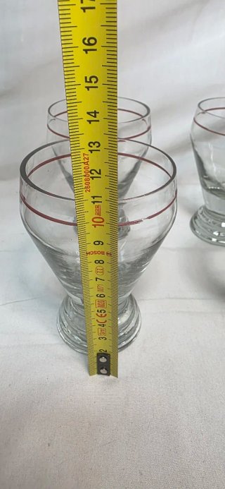 Juego de 6 vasos con borde rojo