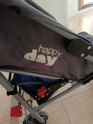 Silla de paseo plegable azul y gris