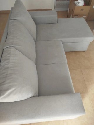 Sofá Chaiselongue Tela Gris