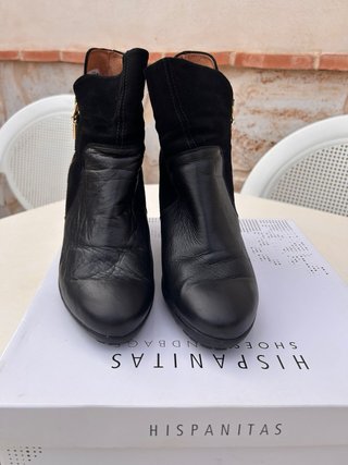Botines Hispanitas Piel y Ante Negro