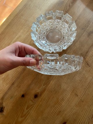 2 Platos Cristal Tallado Vintage