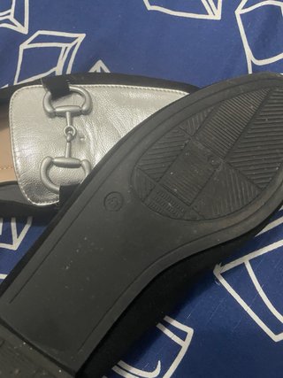 AD SHOES Mocasines Negros y Plateados Mujer