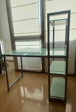 Escritorio cristal y metal 120x100x60