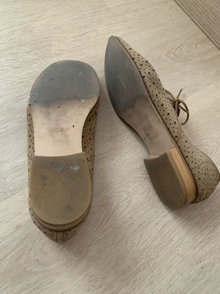 Zapatos Zara piel cordones beige