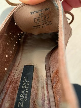 Zapatos Zara piel cordones beige