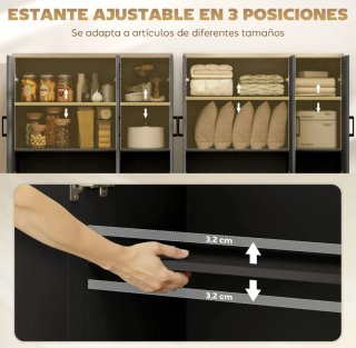 Aparador de salón o cocina, 3 puertas y estantes