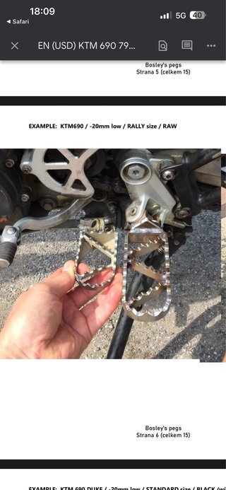 Estriberas Bosley -20mm KTM Husqvarna.