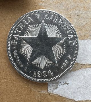 Onza de Plata Troy 925 y un peso cuba 1934