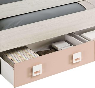 Cama Nido Doble con Cajones color rosa infantil