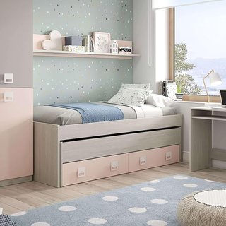 Cama Nido Doble con Cajones color rosa infantil